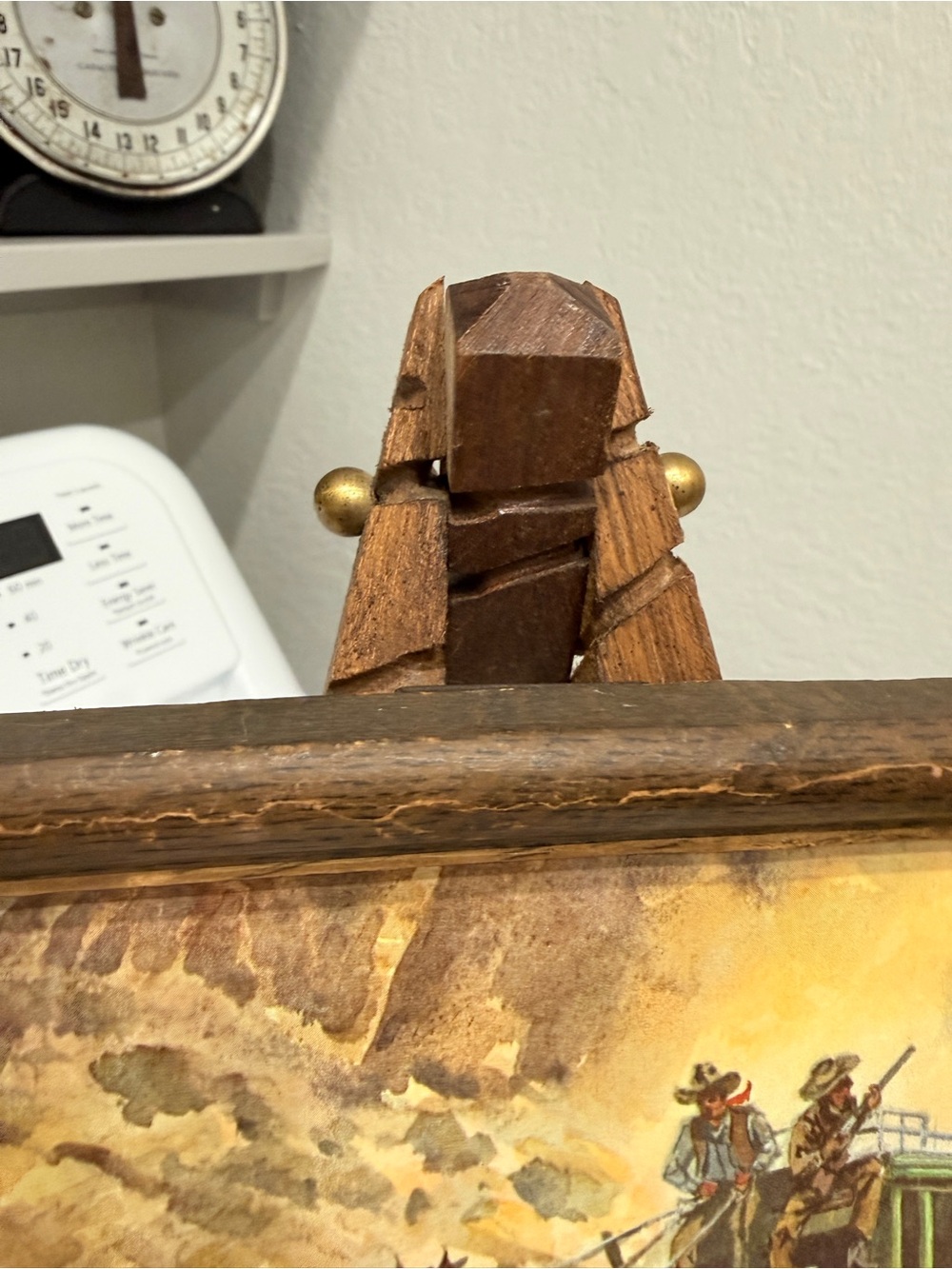 1950’s Ernest Tonk Western Stagecoach Picture with Chunky Wood Easel - Picture 14 of 16